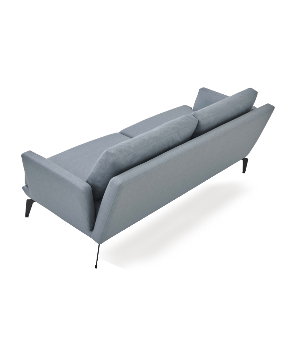 Hunt Mobilya Avada Mavi Deri Üçlü Ofis Kanepesi