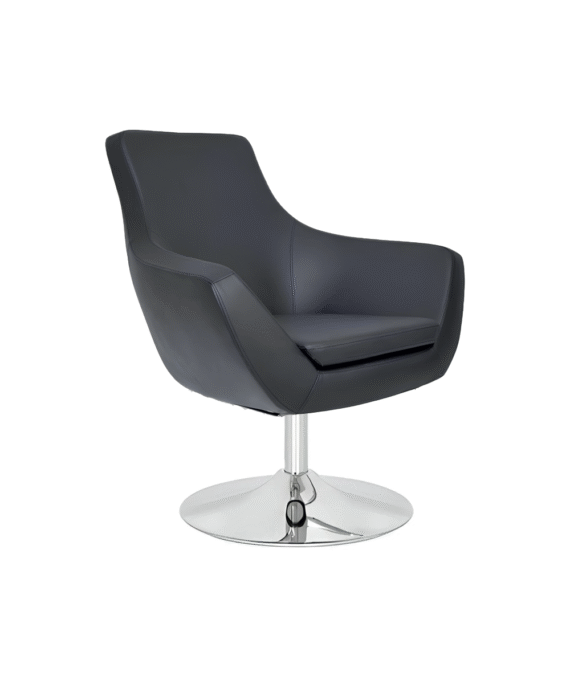 Hunt Mobilya Hili Siyah Deri Ofis Bekleme  Koltuğu